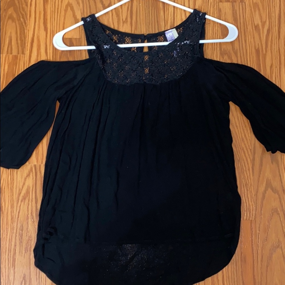 Black open shoulder top